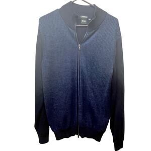 Hugo Boss Navy Blue Finest Italian Yarn Wool Double Zip Cardigan Size M